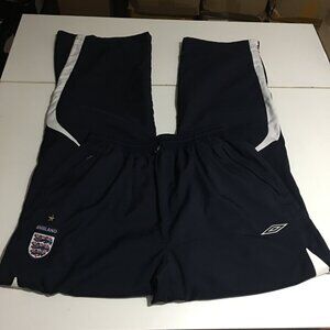 Umbro England Soccer Track Pants XL Windbreaker Navy Blue Lions Crest Y2K